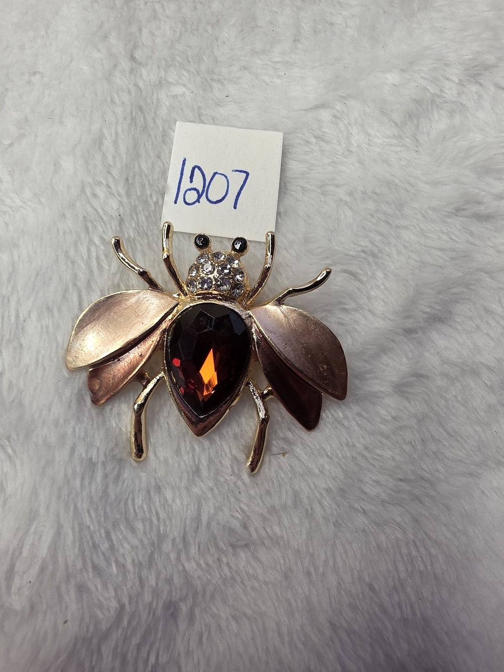 Bee Brooch Pin with Anber Stone - Picture 2 of 5